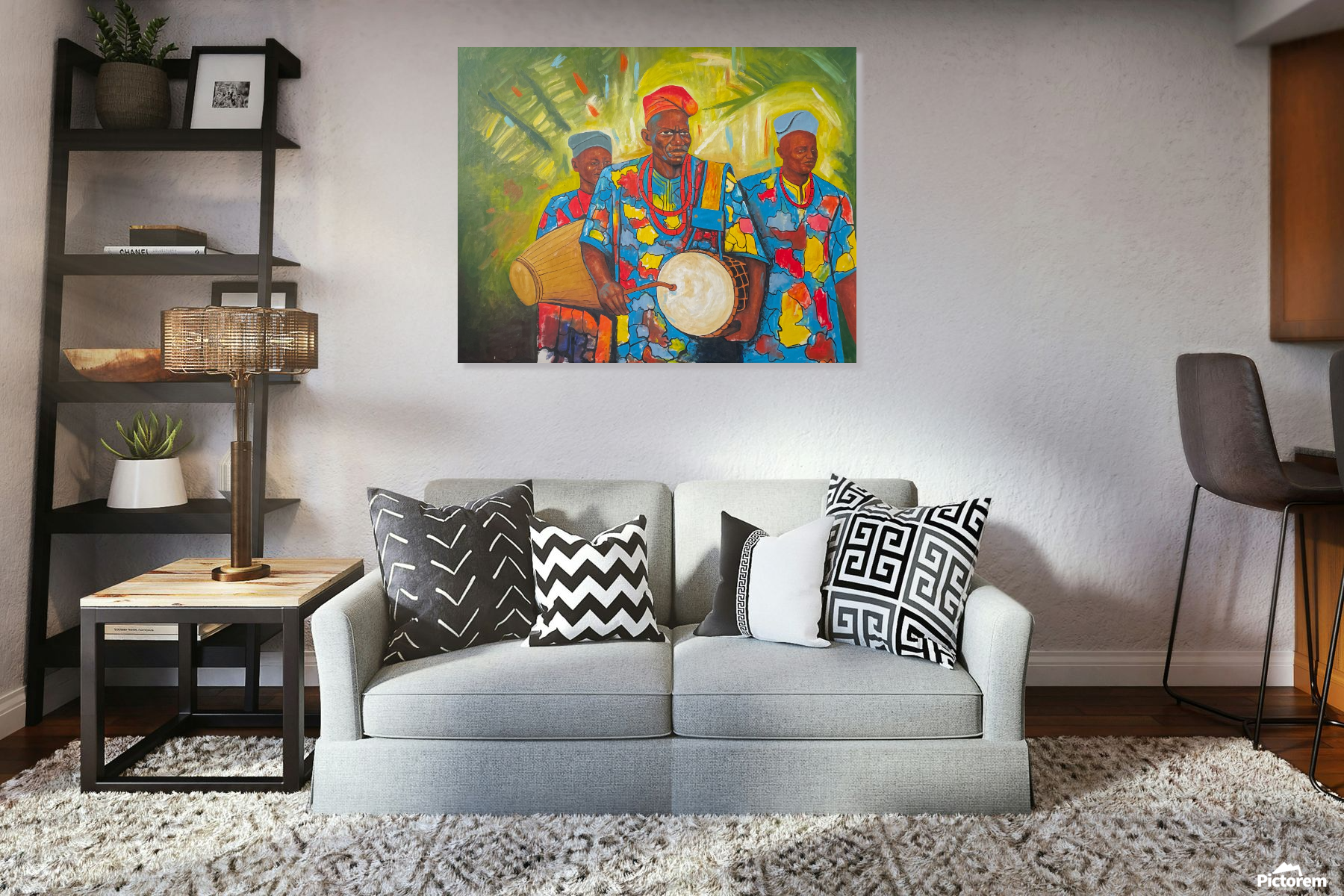 Framed print in a reading nook